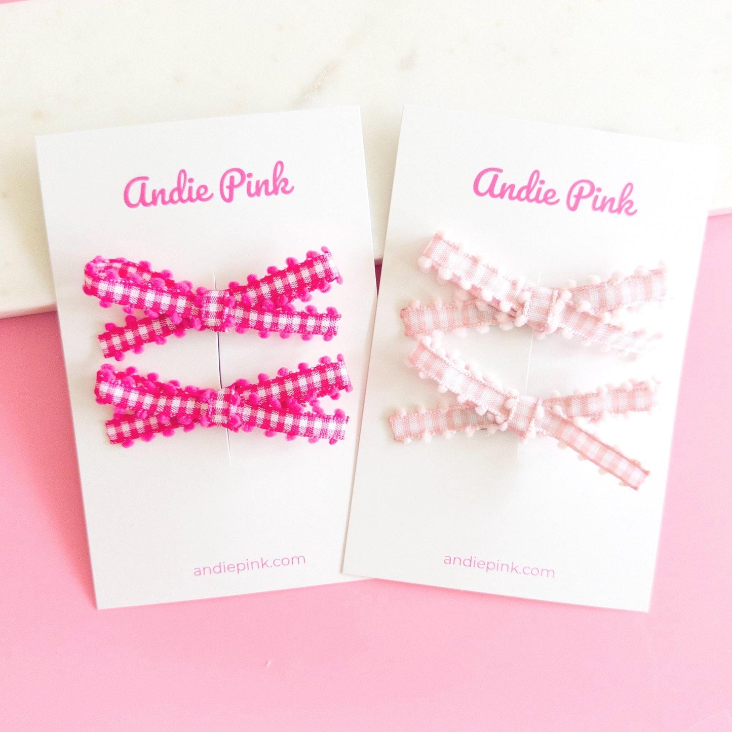 Pink & White Gingham Bows