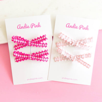 Pink & White Gingham Bows