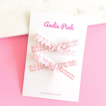 Pink & White Gingham Bows