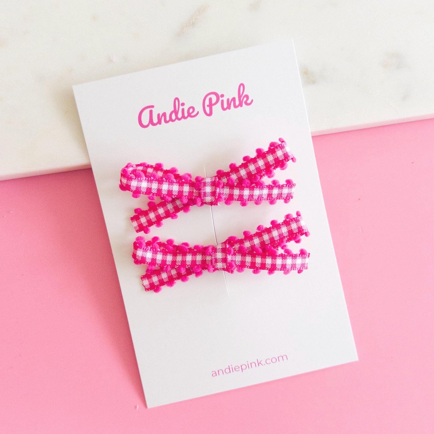 Pink & White Gingham Bows