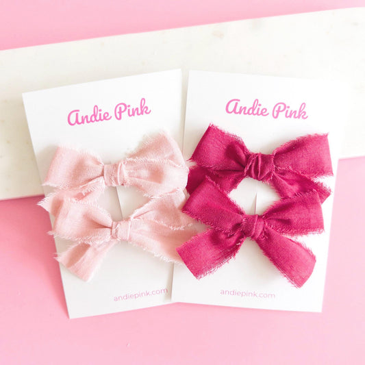 Solid Pink and Red Hair Bows