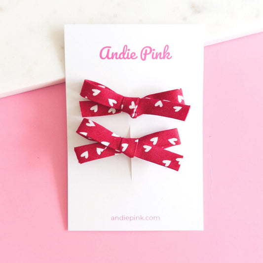 Red Bows with White Hearts