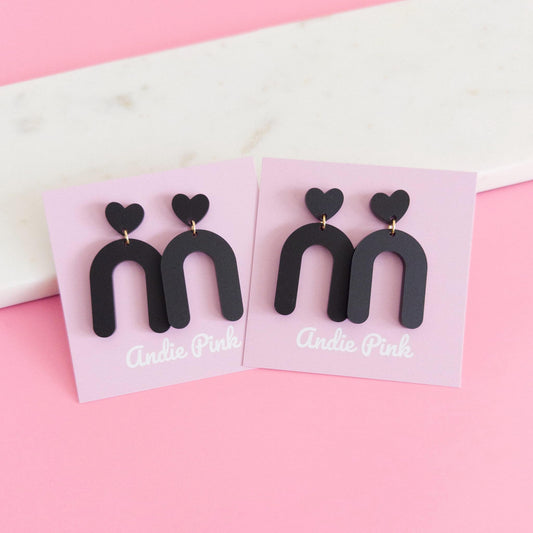 Black Heart Arch Earrings