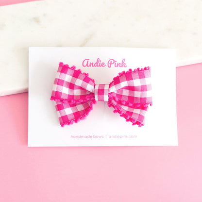 Hot Pink Gingham Bow | 4 inches