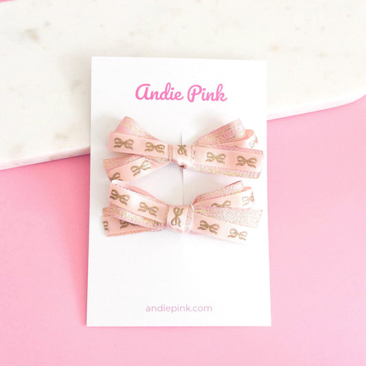 Pink & Gold Hair Bows | 3 inches