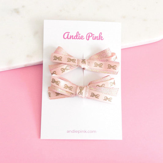 Pink & Gold Hair Bows | 3 inches