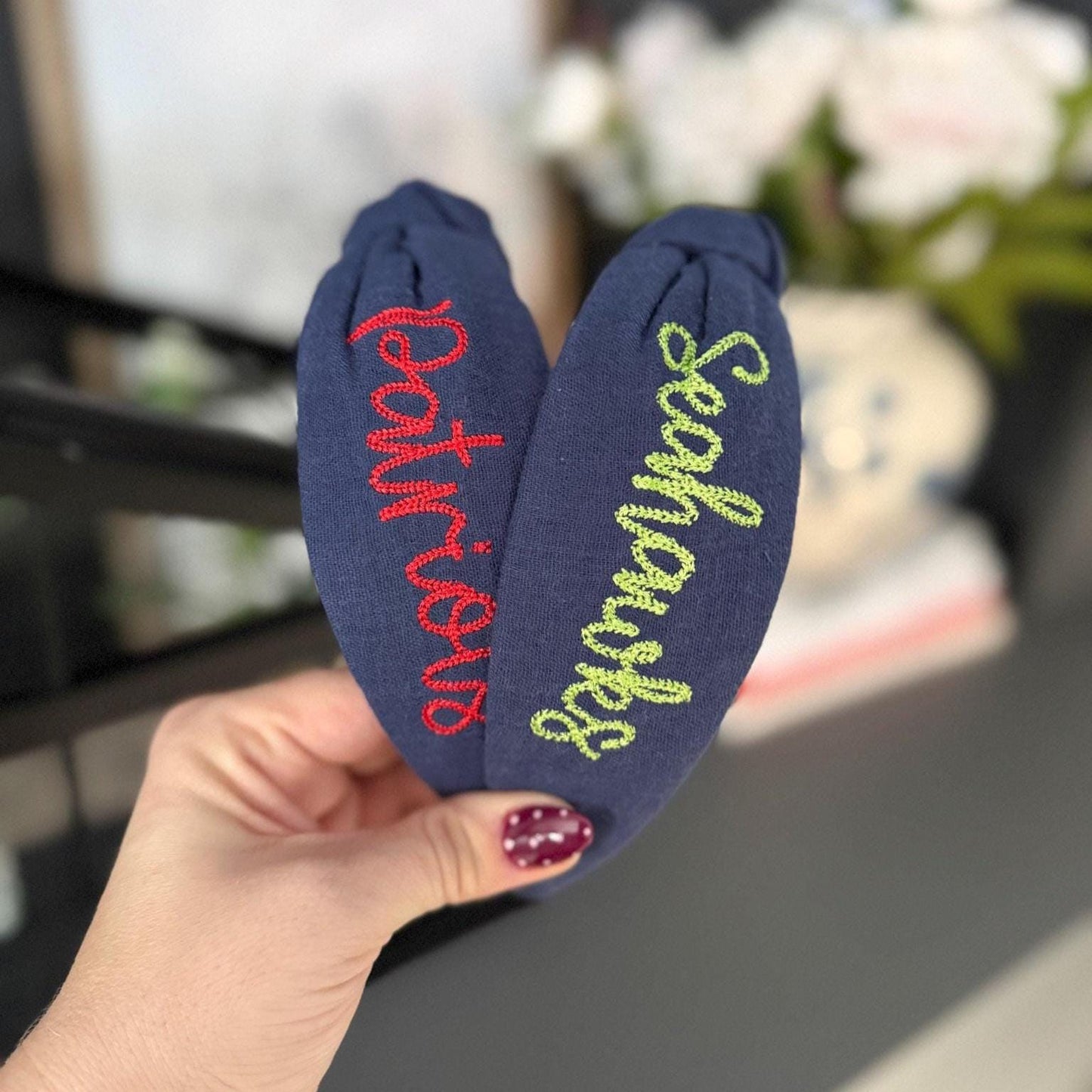 Patriots & Seahawks Embroidered Headbands