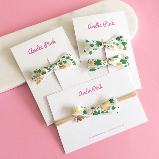 Green & Gold St Patrick's Day Hair Bows | 3 inches