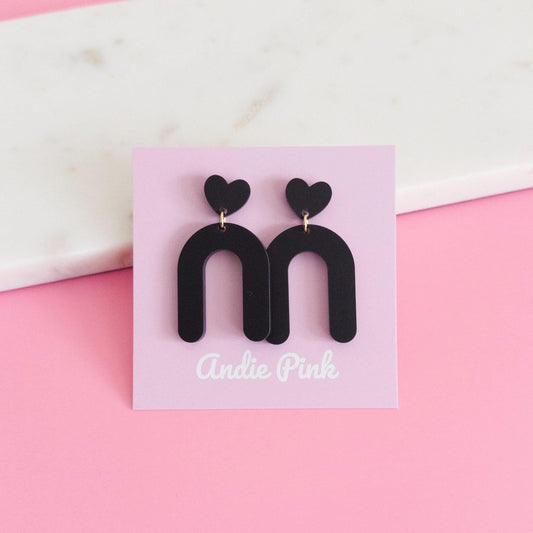 Black Heart Arch Earrings
