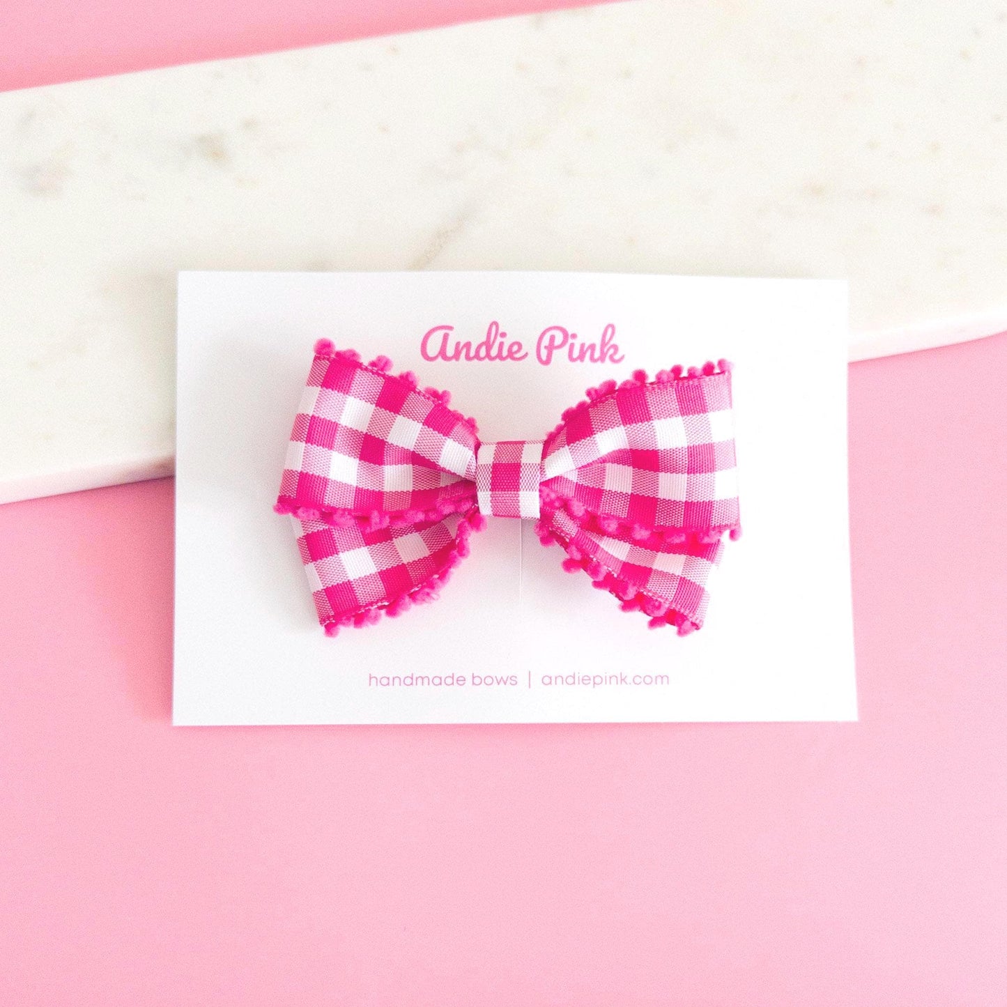 Hot Pink Gingham Bow | 4 inches