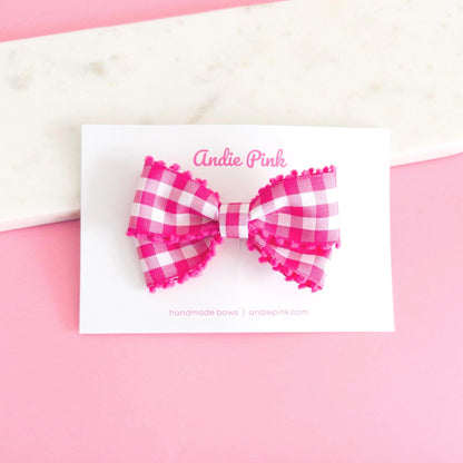 Hot Pink Gingham Bow | 4 inches