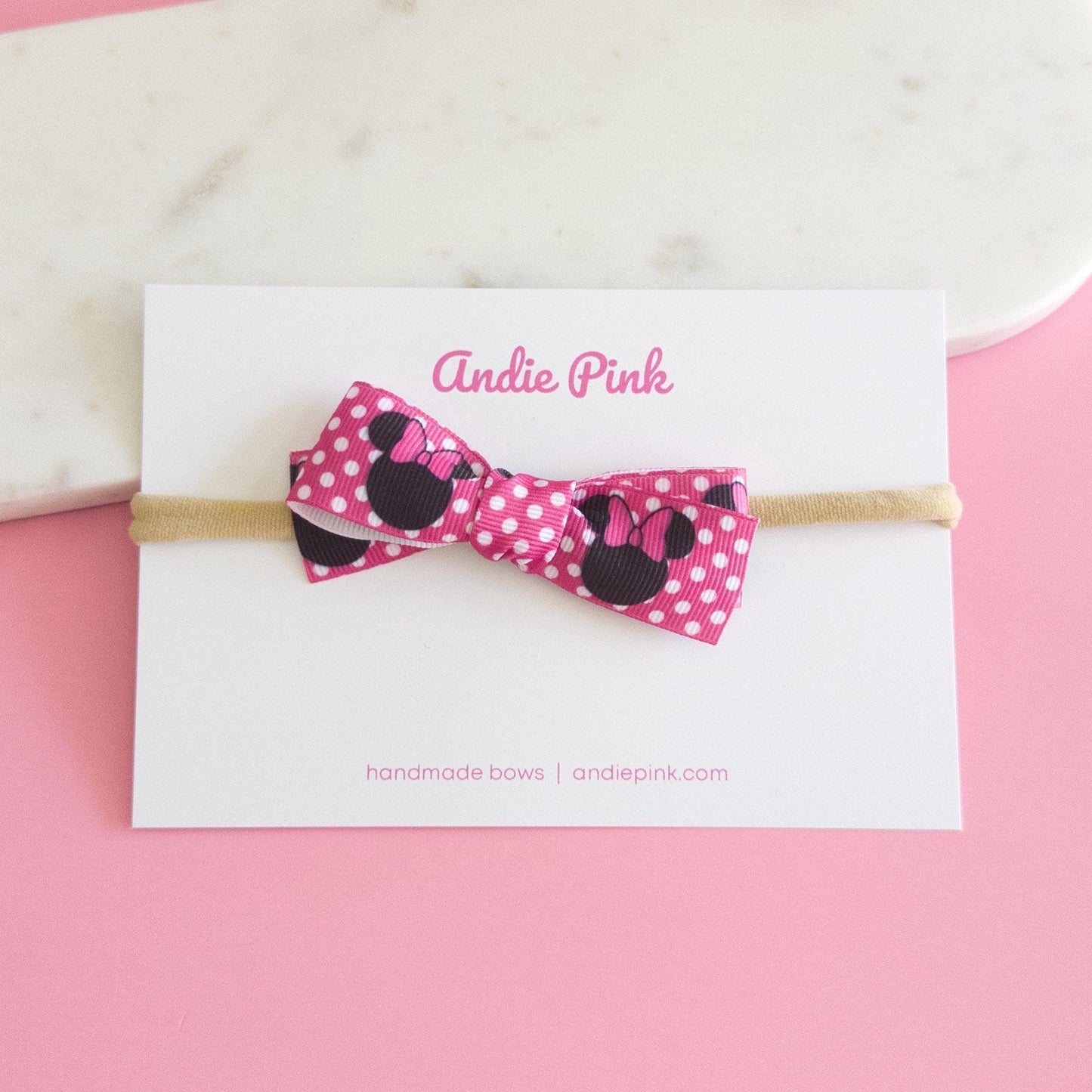 Pink and White Minnie-Inspired Hair Bows | 3 inches
