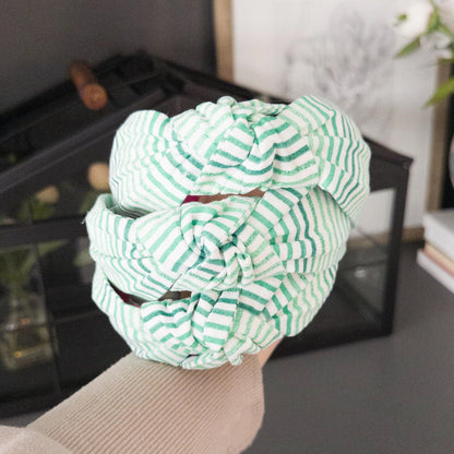 Green & White Stripe Headband