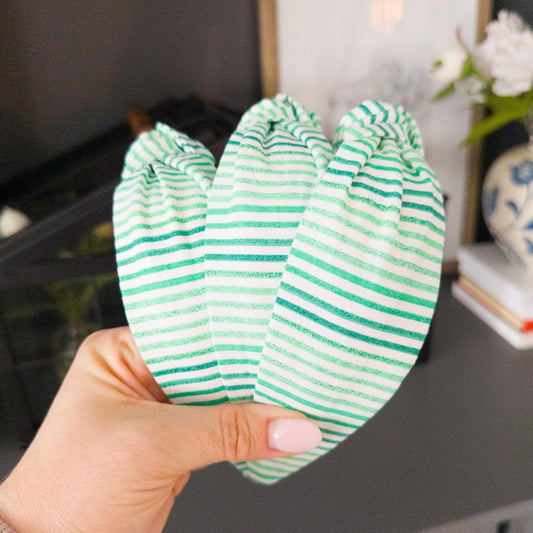Green & White Stripe Headband