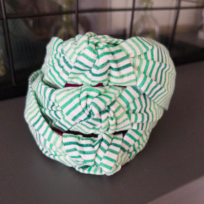Green & White Stripe Headband
