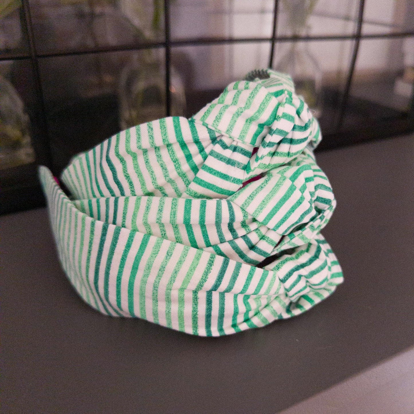 Green & White Stripe Headband