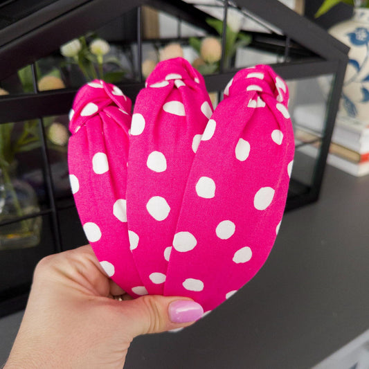 Hot Pink & White Polka Dot Headband