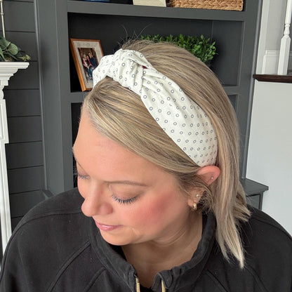 Cream and Navy Polka Dot Headband