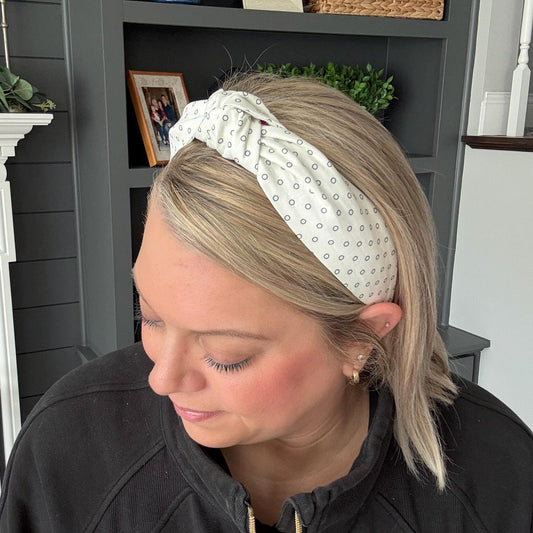 Cream and Navy Polka Dot Headband
