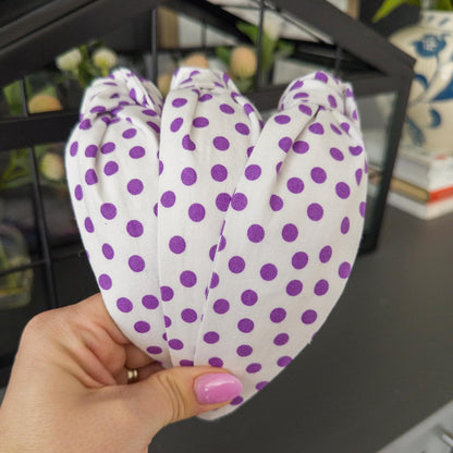 Purple and Pink Polka Dot Headbands | 6 Color Options