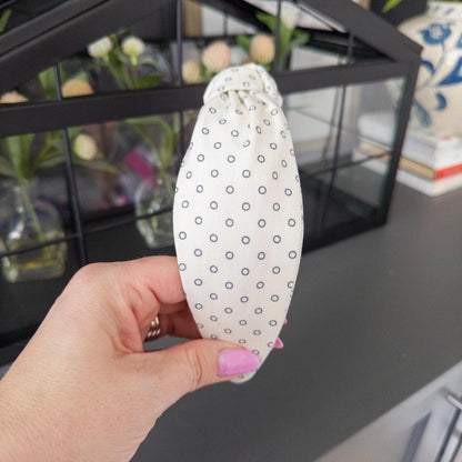 Cream and Navy Polka Dot Headband