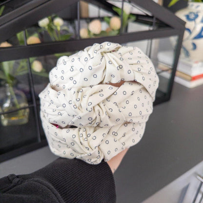 Cream and Navy Polka Dot Headband