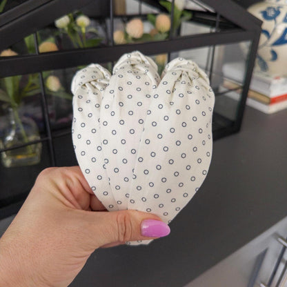 Cream and Navy Polka Dot Headband
