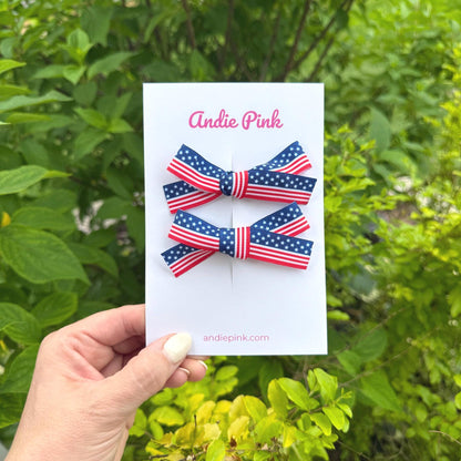 Red, White, & Blue Hair Bows for Girls | 3 inches
