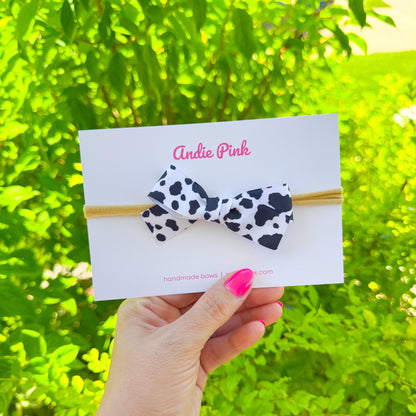 Black and White Cow Theme Bows | Toddler Bows | Single Bow or Piggy Set