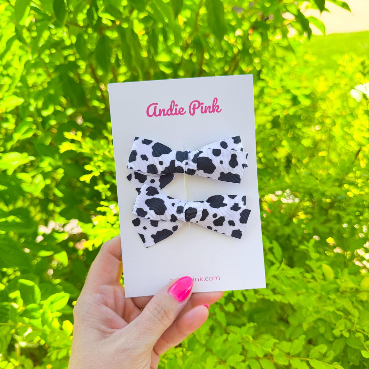 Black and White Cow Theme Bows | Toddler Bows | Single Bow or Piggy Set
