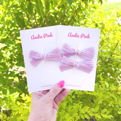 Bright Purple & Pink Bows | Toddler Bows | Single Bow or Piggy Set