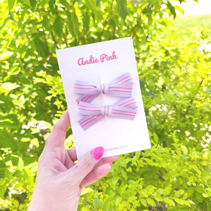 Bright Purple & Pink Bows | Toddler Bows | Single Bow or Piggy Set