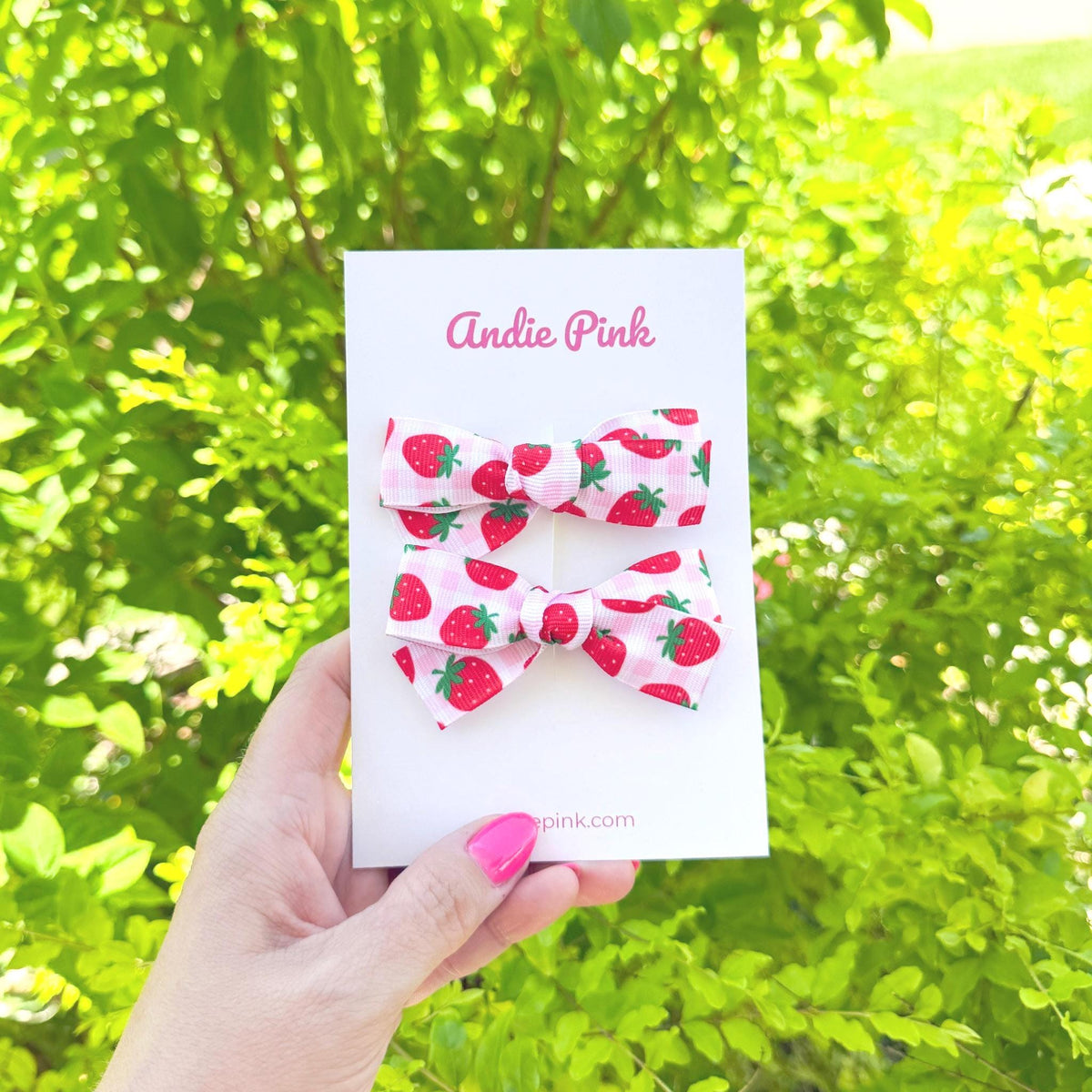 Strawberry Theme Hair Bows | Toddler Bows | Single Bow or Piggy Set