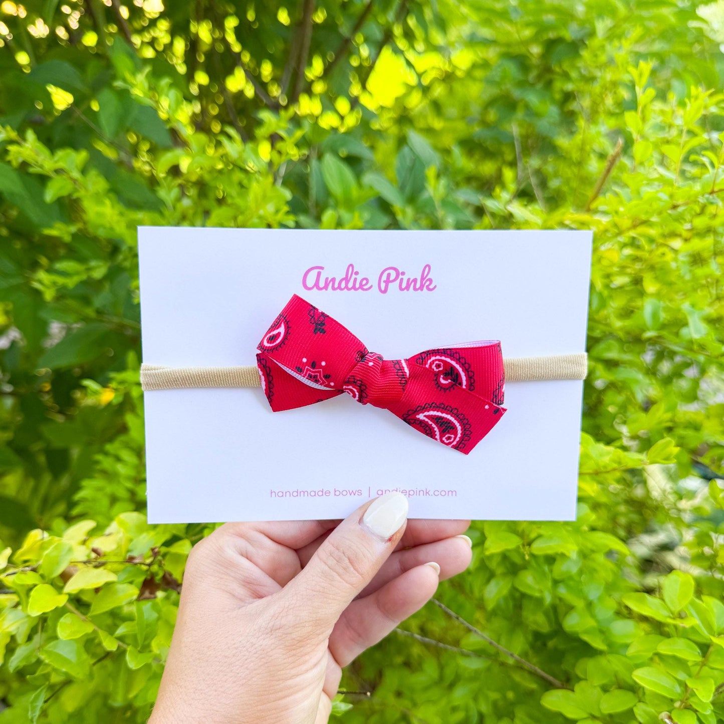 Red Bandana Theme Hair Bows | Toddler Bows | Single Bow or Piggy Set