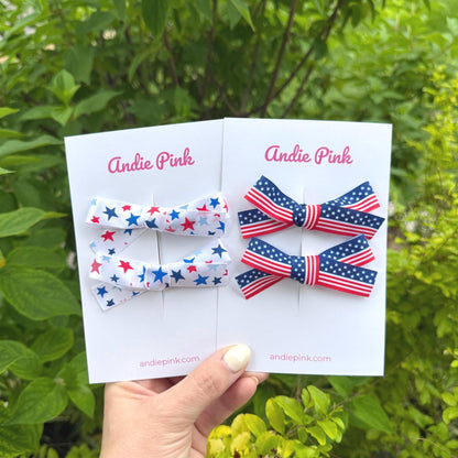 Red, White, & Blue Hair Bows for Girls | 3 inches