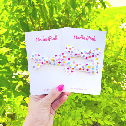 Bright Polka Dot Bows | Toddler Bows | Single Bow or Piggy Set