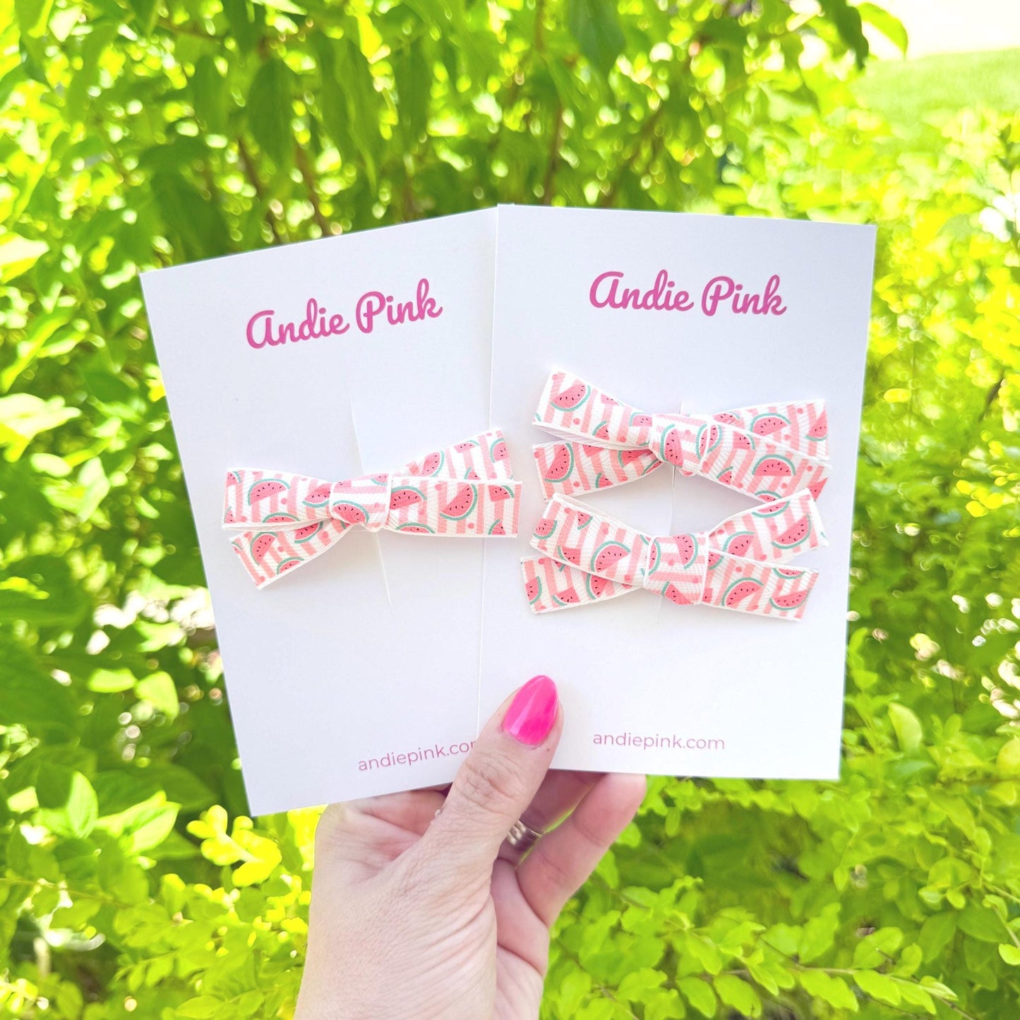 Bright Watermelon Hair Bows | Toddler Bows | Single Bow or Piggy Set