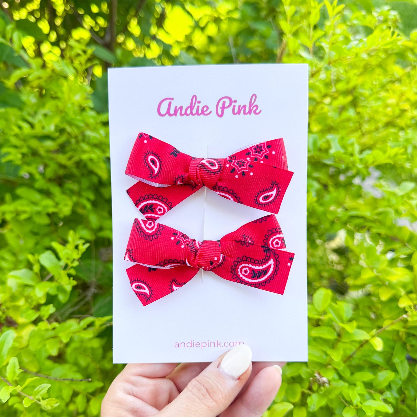 Red Bandana Theme Hair Bows | Toddler Bows | Single Bow or Piggy Set