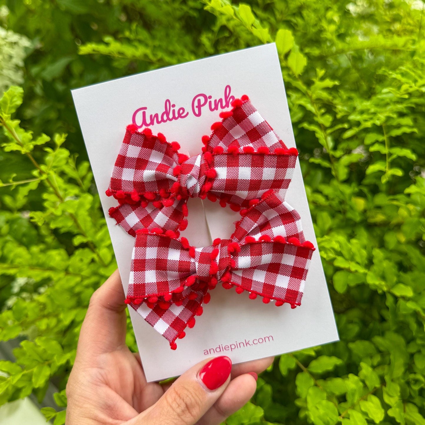 Red Gingham Hair Bow for Little Girls | 3 inches