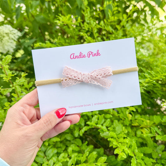 Light Pink Lace Bow | Baby & Infant | 3 inches