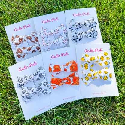 Sports Theme Hair Bows for | 3 inches | 6 Styles