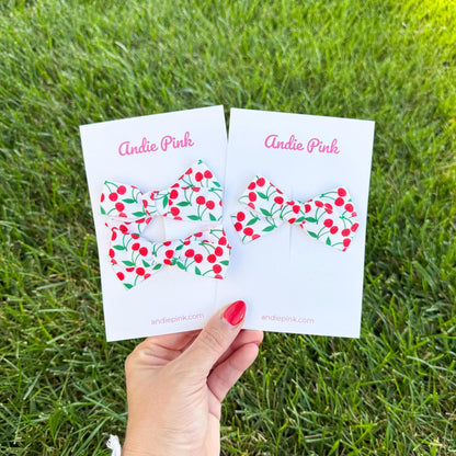 Red Cherry Theme Hair Bow for Little Girls | 3 inches