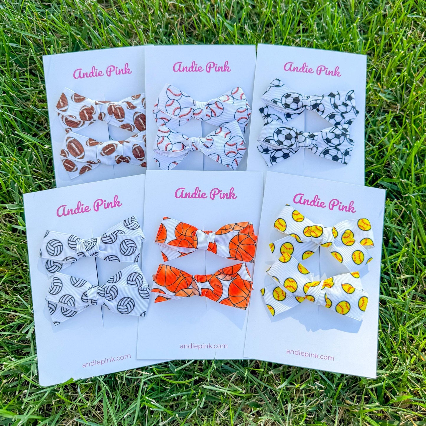 Sports Theme Hair Bows for | 3 inches | 6 Styles