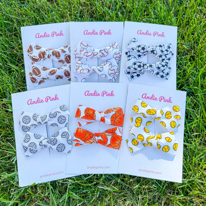 Sports Theme Hair Bows for | 3 inches | 6 Styles