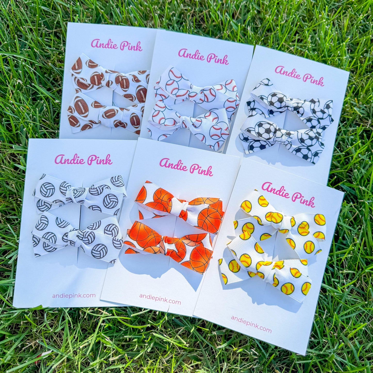 Sports Theme Hair Bows for | 3 inches | 6 Styles