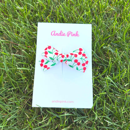 Red Cherry Theme Hair Bow for Little Girls | 3 inches