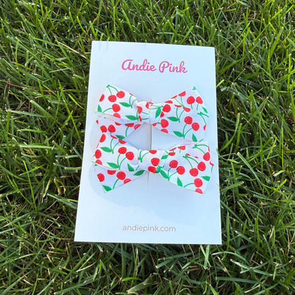 Red Cherry Theme Hair Bow for Little Girls | 3 inches