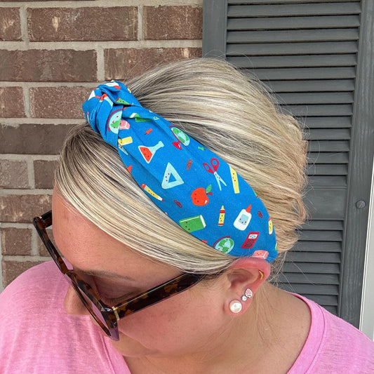 Blue Back-to-School Theme Headband