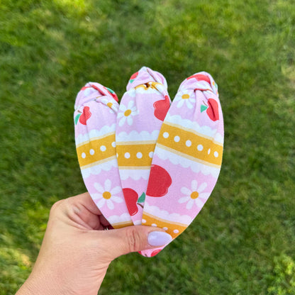 Pink Teacher School Theme Headband with Apples