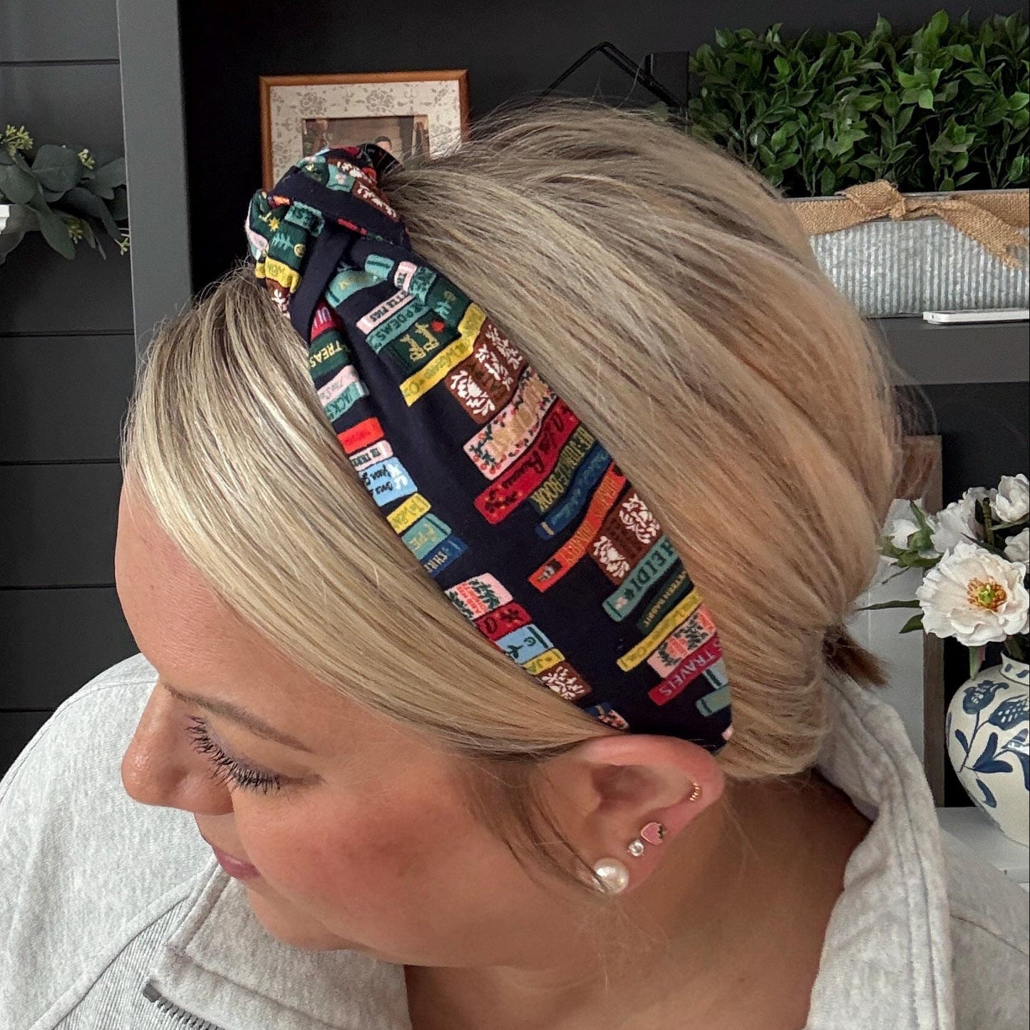 Navy Bookish Headband | Made with Rifle Paper Co. fabric